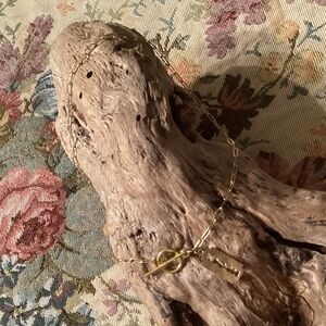 Yellow Gold Paperclip Chain Necklace w/ Razor blade Charm 16”